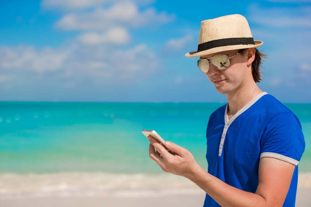 Mobile phone on beach