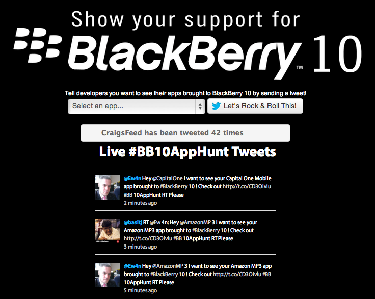 The rather smart unofficial "Port to BlackBerry 10" Twitter tool